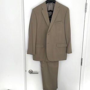 Paul Fredrick Suit Single Breasted Notch Lapel Suit - Camel Color - 100% Wool